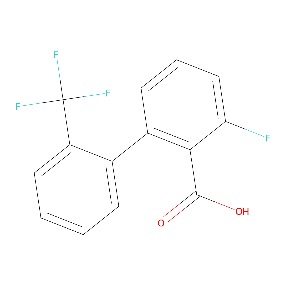 6-Fluoro-2-(2-trifluoromethylphenyl)benzoic acid molecular structure, CAS 1261771-99-6