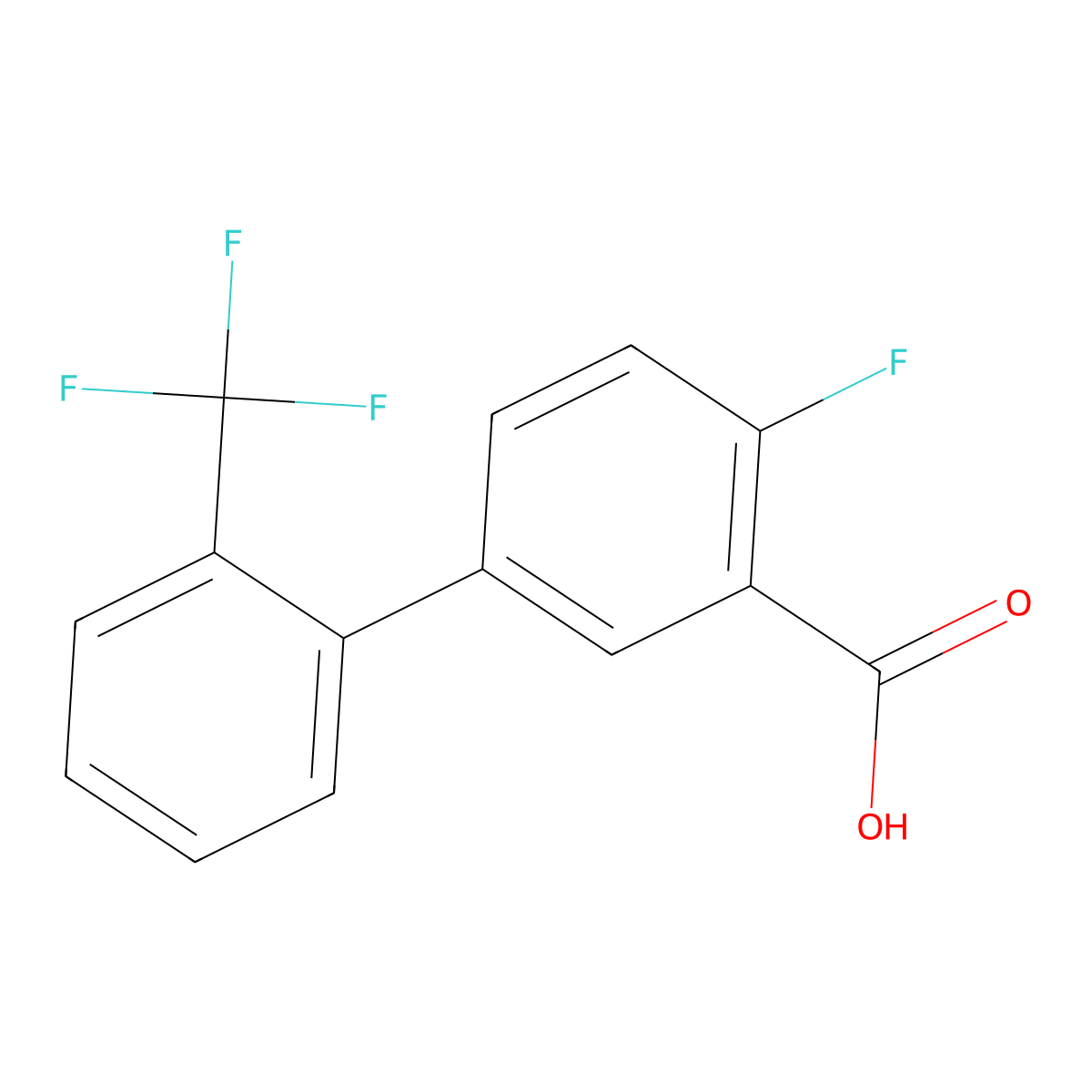 2-Fluoro-5-(2-trifluoromethylphenyl)benzoic acid molecular structure, CAS 1261772-06-8