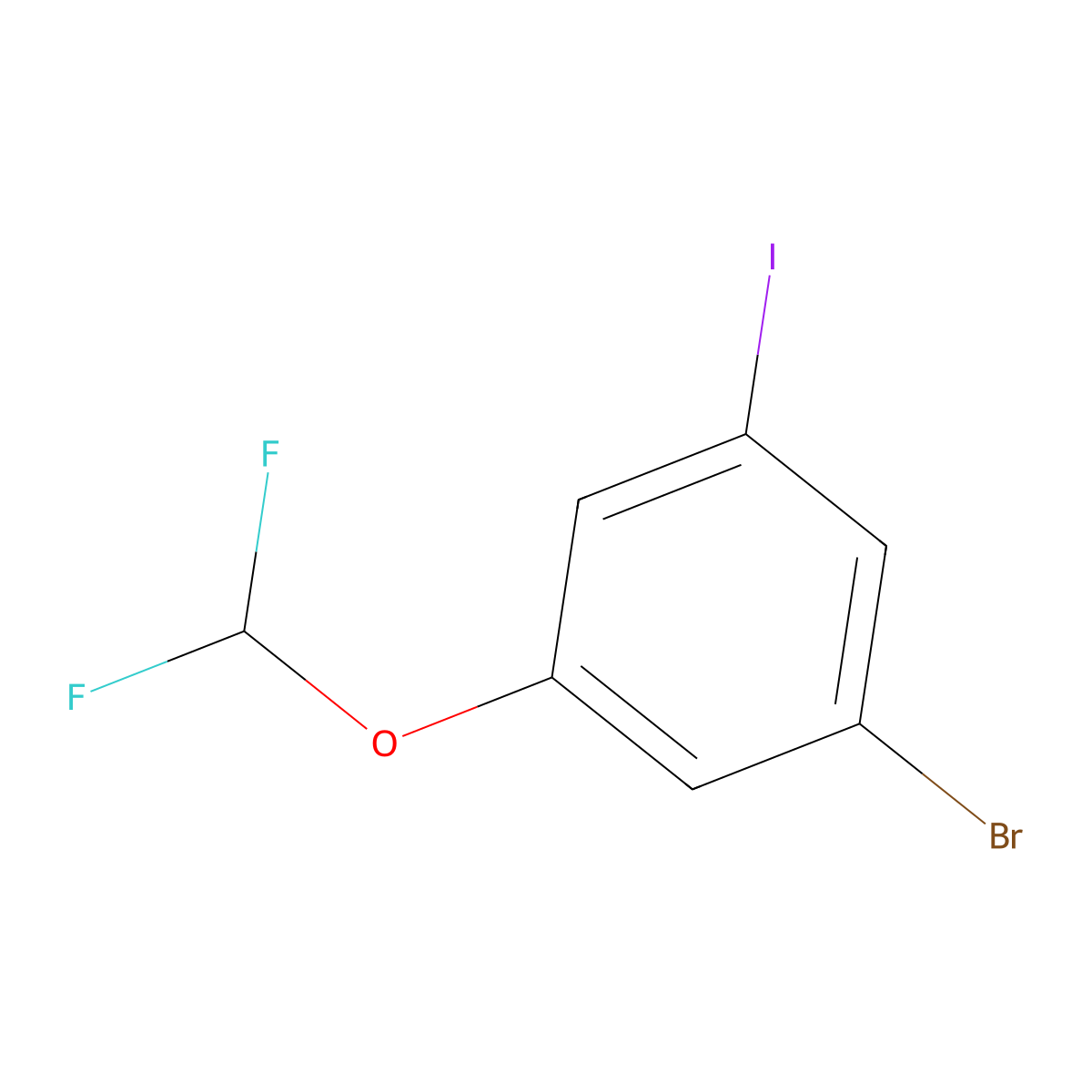 1-Bromo-3-(difluoromethoxy)-5-iodobenzene molecular structure, CAS 1261775-70-5