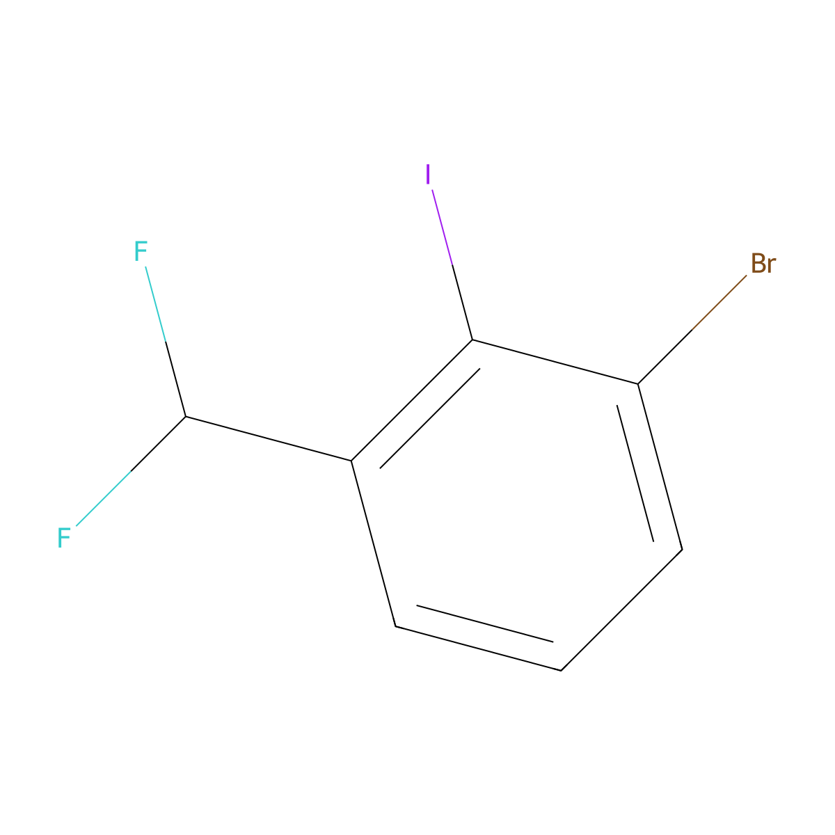 1-Bromo-3-(difluoromethyl)-2-iodobenzene molecular structure, CAS 1261775-78-3