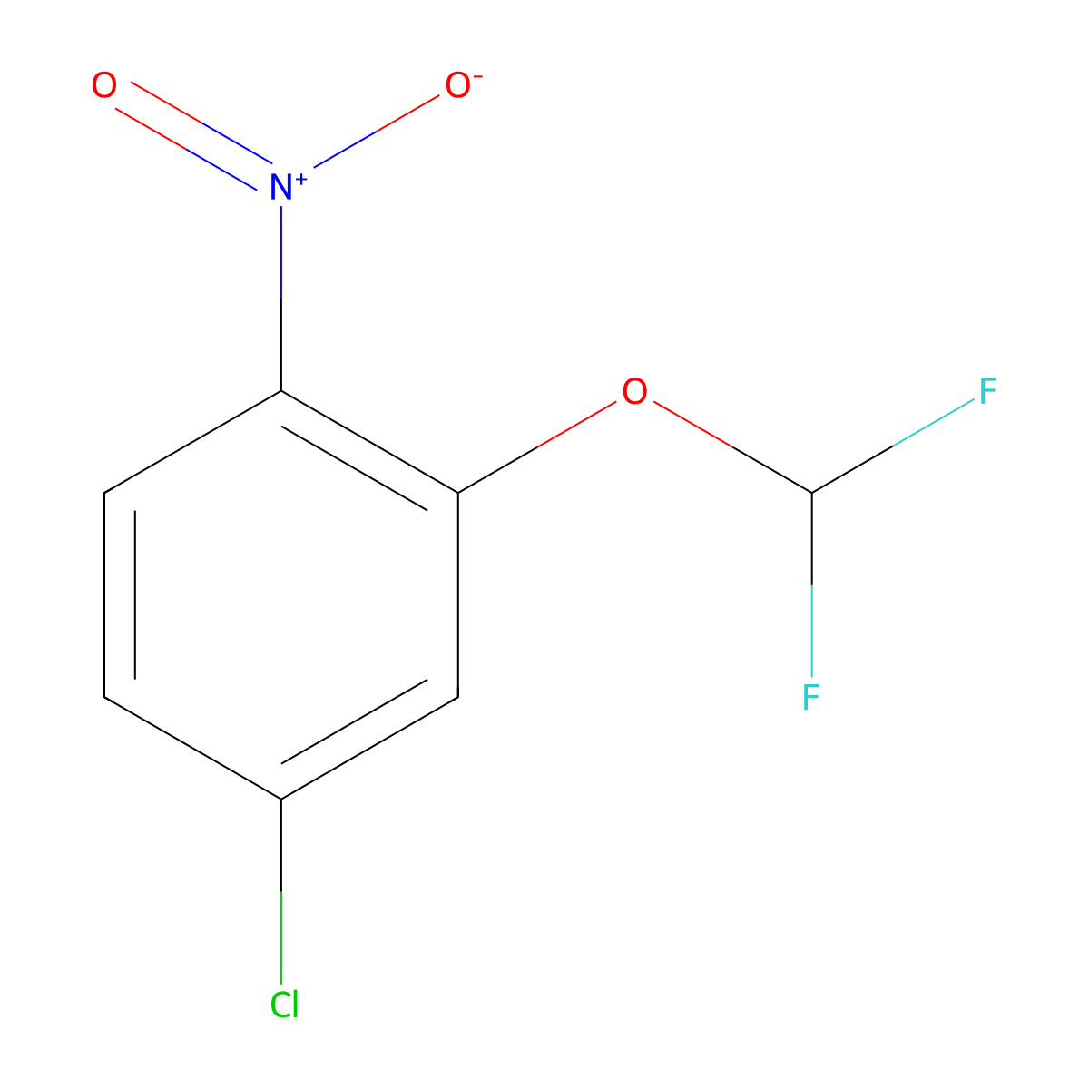 4-Chloro-2-(difluoromethoxy)-1-nitrobenzene molecular structure, CAS 1261776-23-1