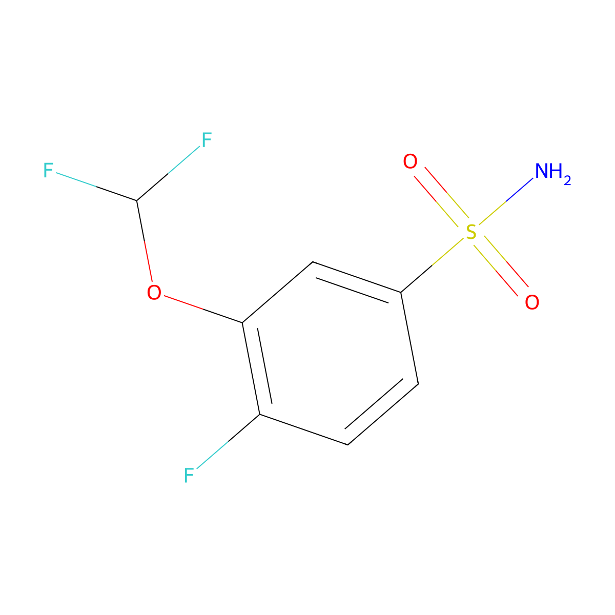 3-(Difluoromethoxy)-4-fluorobenzene-1-sulfonamide molecular structure, CAS 1261776-29-7