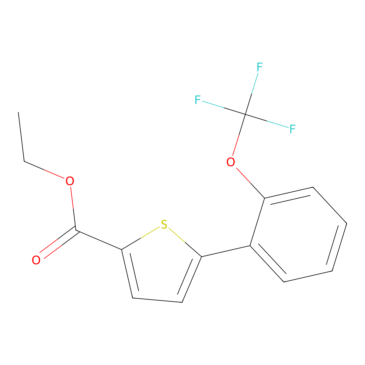 Ethyl 5-[2-(trifluoromethoxy)phenyl]-2-thiophenecarboxylate molecular structure, CAS 1261776-91-3