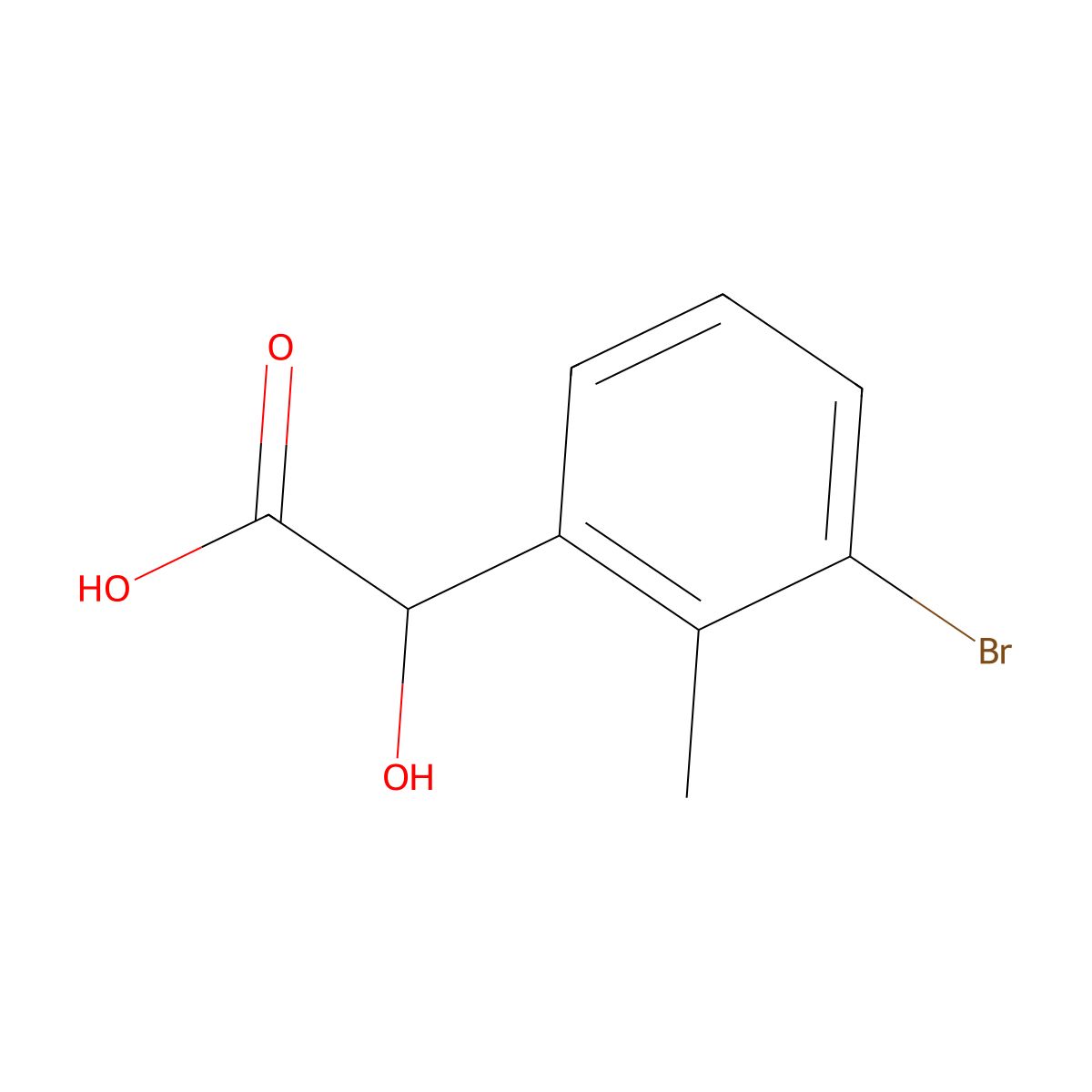 2-(3-Bromo-2-methylphenyl)-2-hydroxyacetic acid molecular structure, CAS 1261777-12-1
