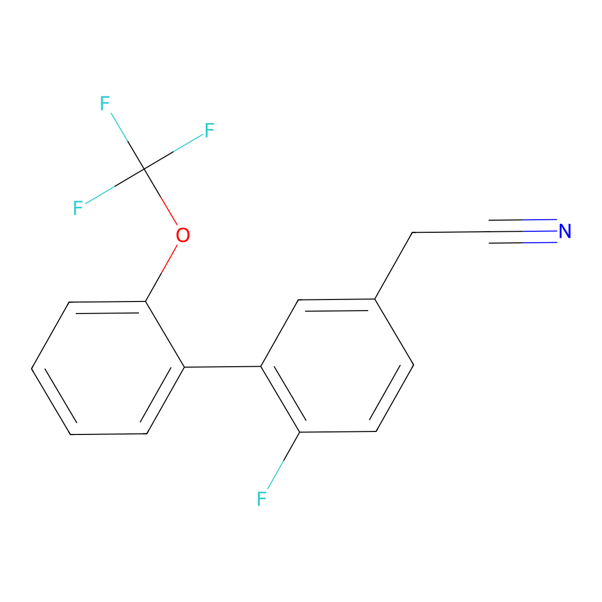 2-(6-Fluoro-2'-(trifluoromethoxy)-[1,1'-biphenyl]-3-yl)acetonitrile molecular structure, CAS 1261777-74-5