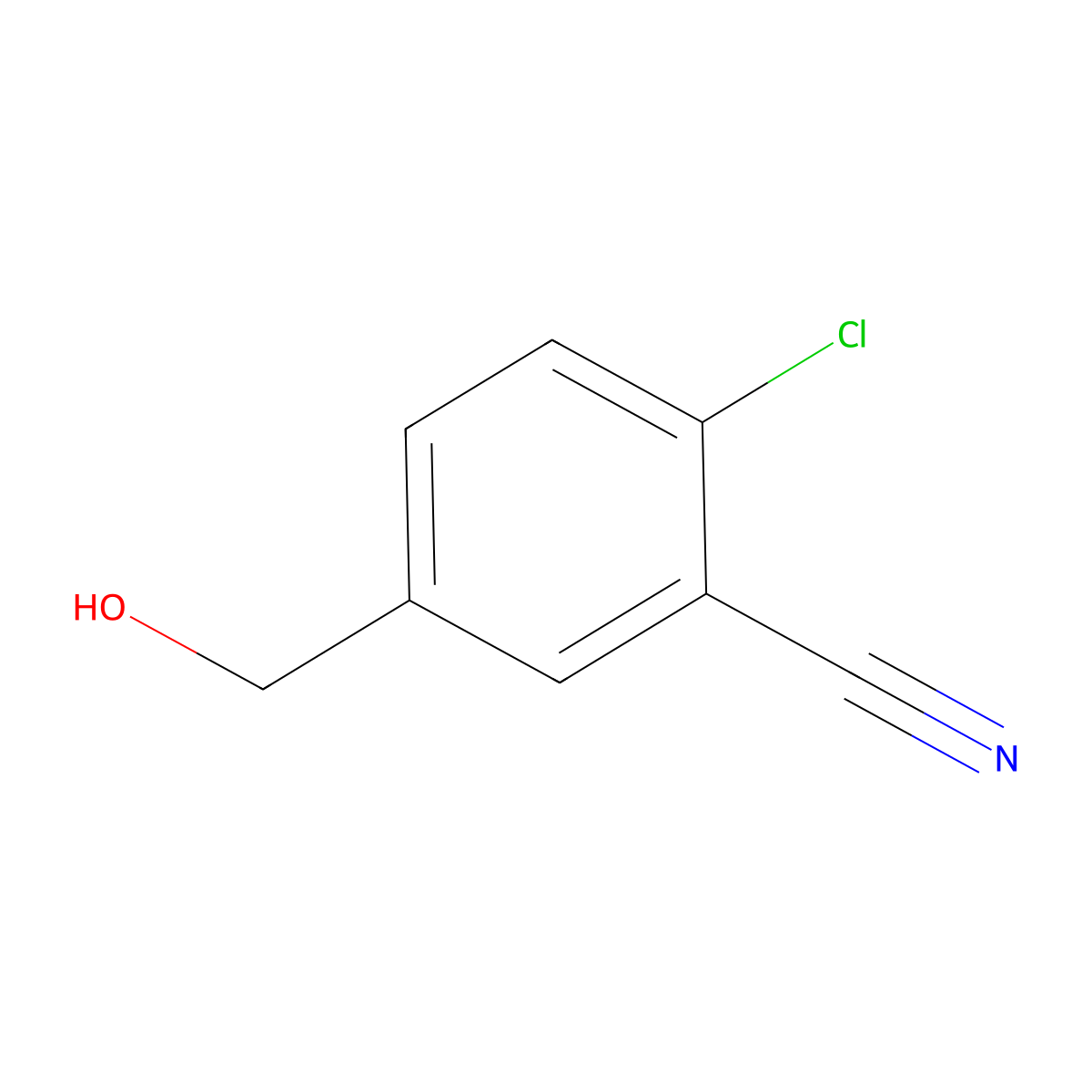 2-Chloro-5-(hydroxymethyl)benzonitrile molecular structure, CAS 1261777-86-9