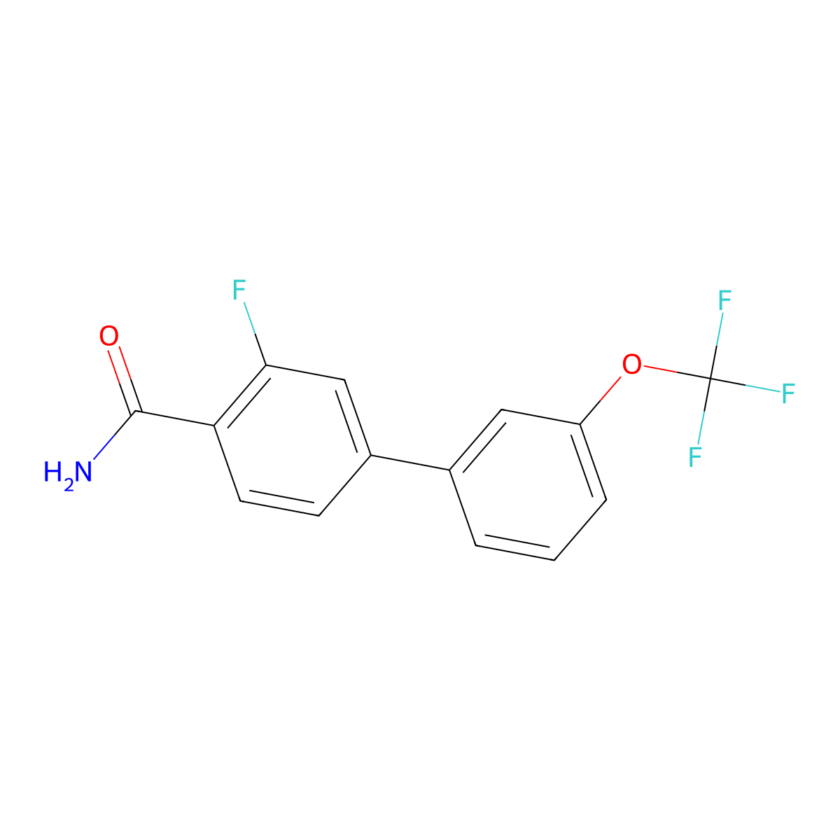 3-Fluoro-3'-(trifluoromethoxy)[1,1'-biphenyl]-4-carboxamide molecular structure, CAS 1261778-10-2