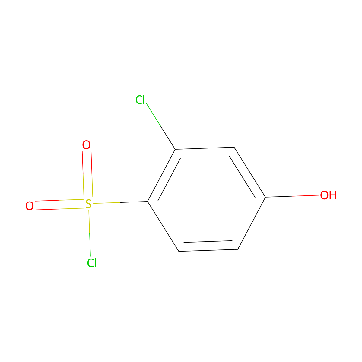 2-Chloro-4-hydroxybenzene-1-sulfonyl chloride molecular structure, CAS 1261778-12-4