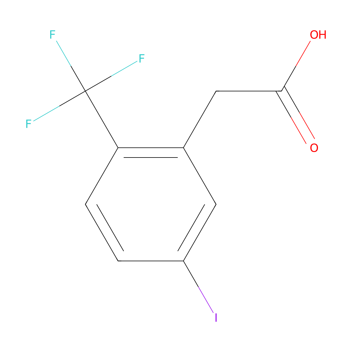 2-(5-Iodo-2-(trifluoromethyl)phenyl)acetic acid molecular structure, CAS 1261778-13-5