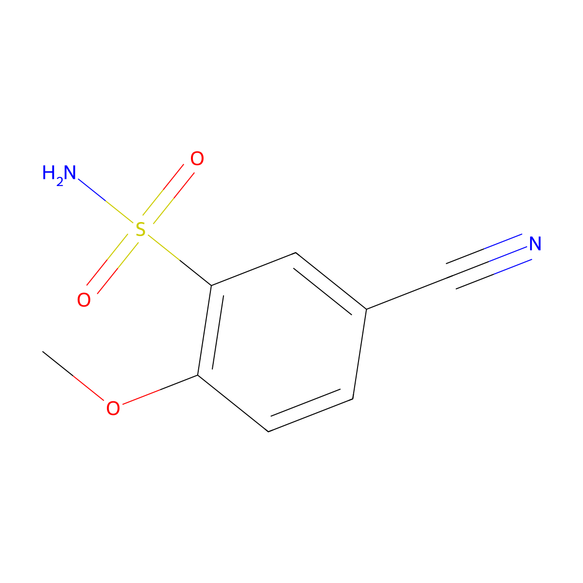 5-Cyano-2-methoxybenzenesulfonamide molecular structure, CAS 1261780-60-2