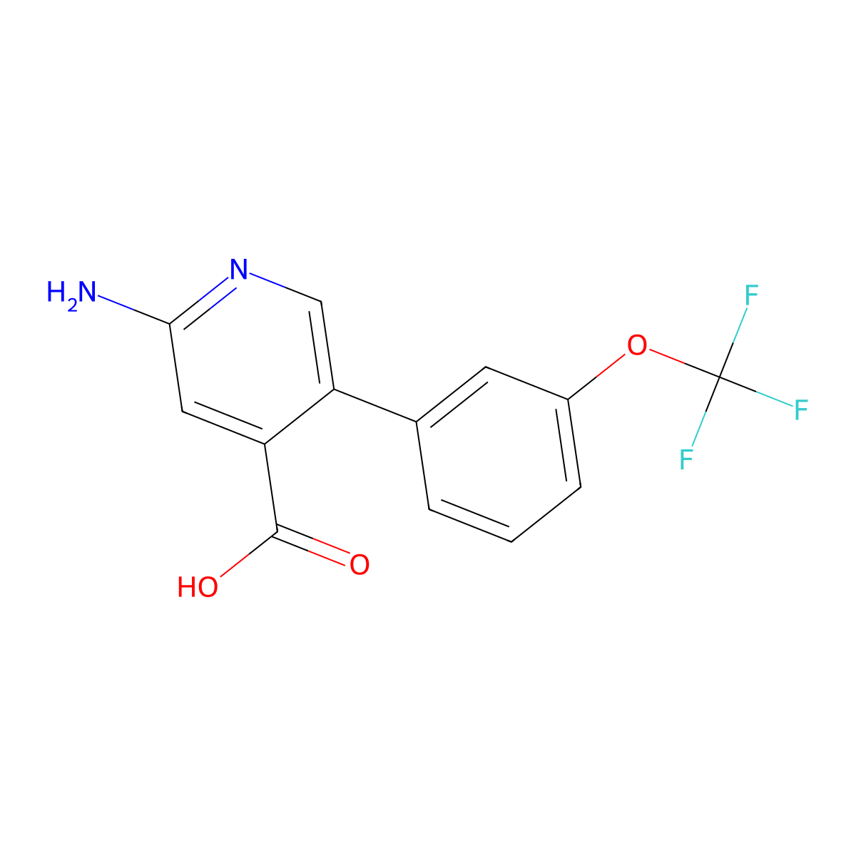 2-Amino-5-(3-(trifluoromethoxy)phenyl)isonicotinic acid molecular structure, CAS 1261780-66-8