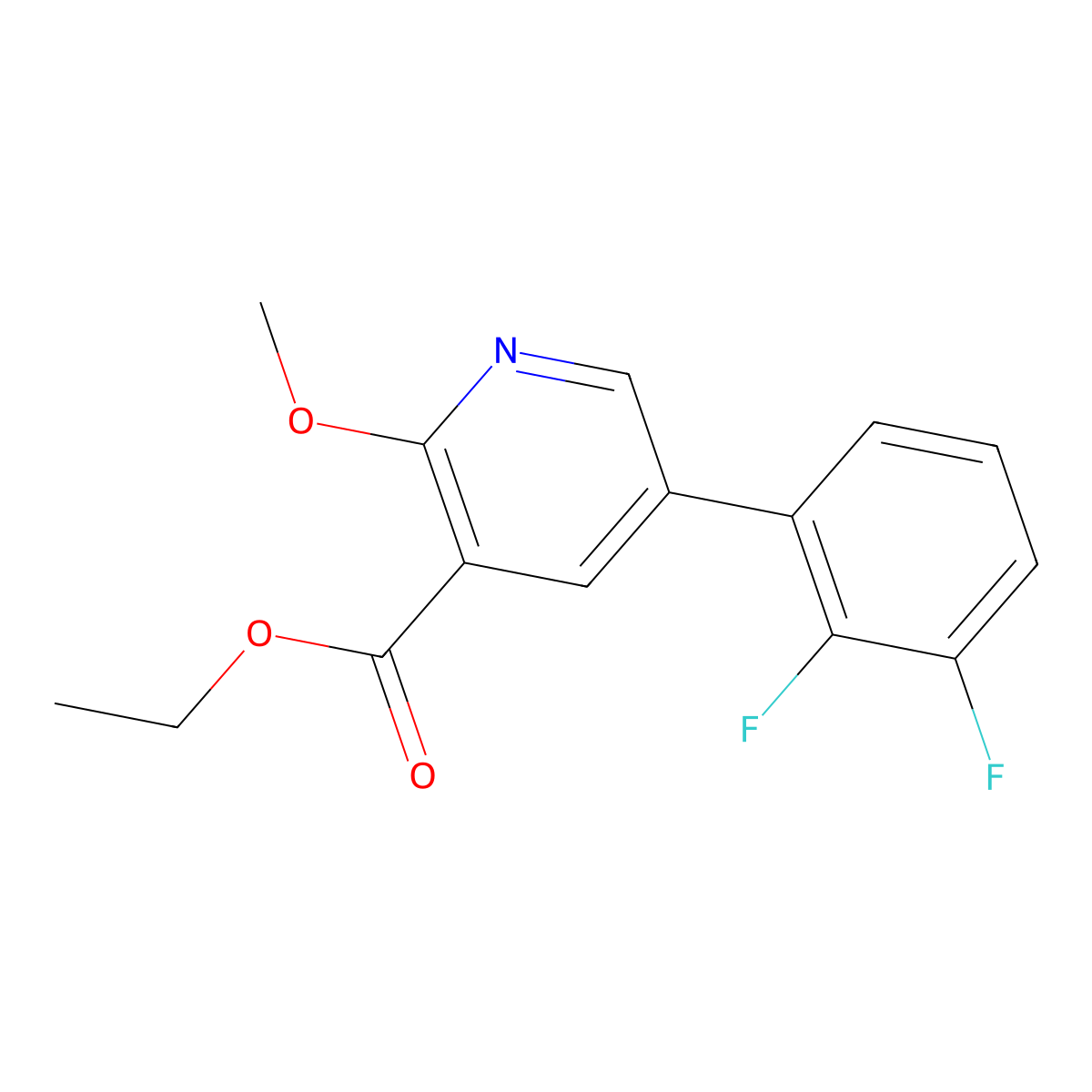 Ethyl 5-(2,3-difluorophenyl)-2-methoxy-3-pyridinecarboxylate molecular structure, CAS 1261781-84-3