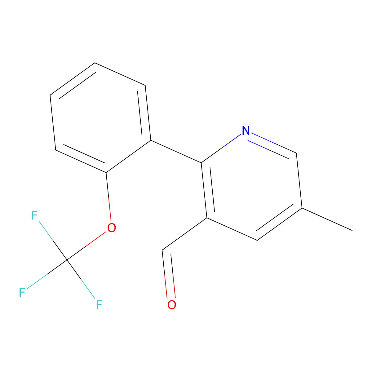 5-Methyl-2-[2-(trifluoromethoxy)phenyl]-3-pyridinecarboxaldehyde molecular structure, CAS 1261782-32-4