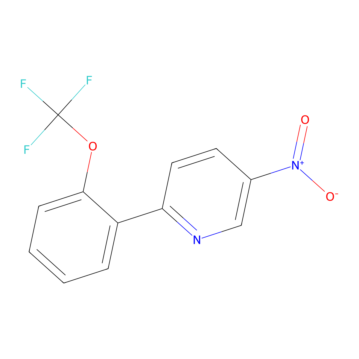 Pyridine, 5-nitro-2-[2-(trifluoromethoxy)phenyl]- molecular structure, CAS 1261782-85-7