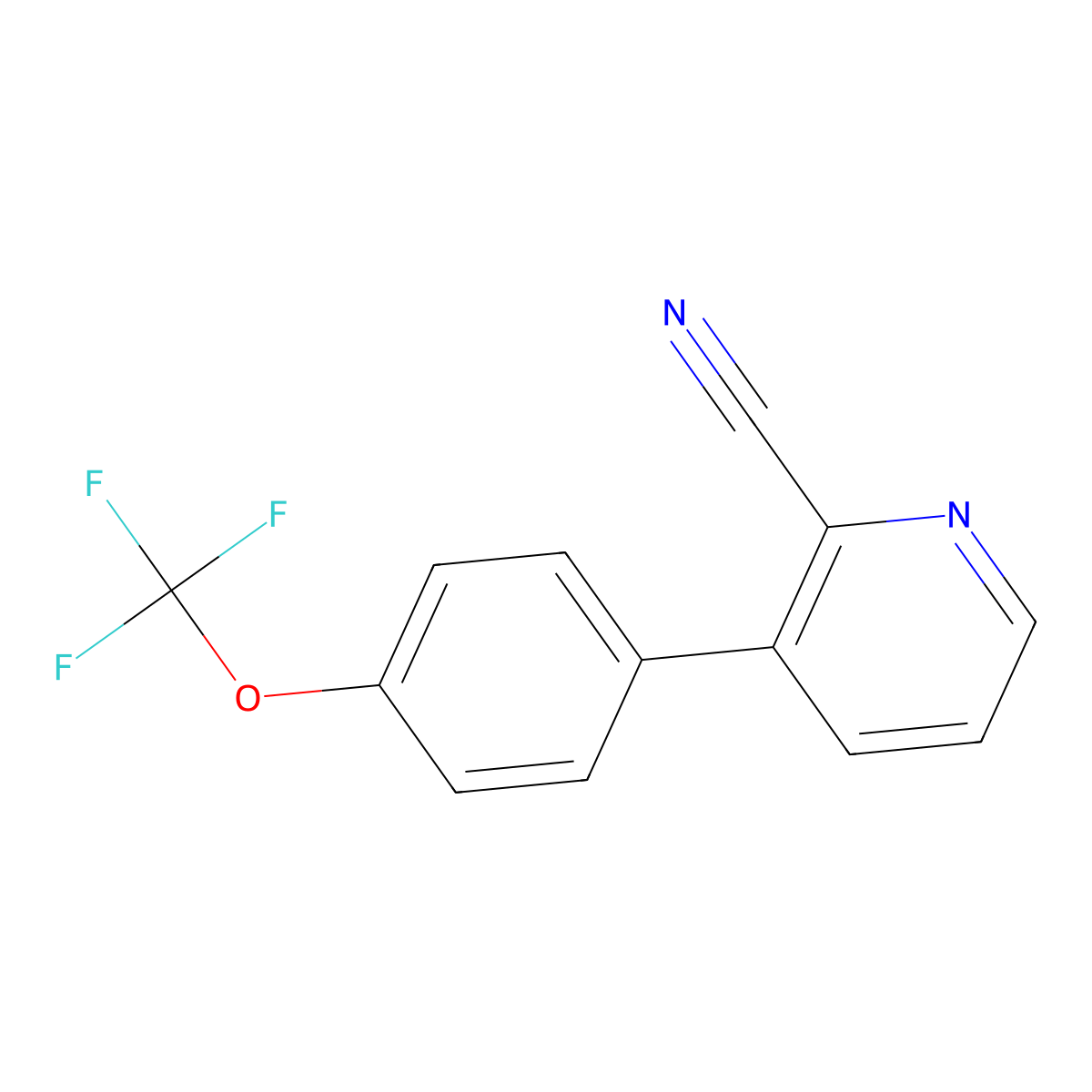 2-Pyridinecarbonitrile, 3-[4-(trifluoromethoxy)phenyl]- molecular structure, CAS 1261783-08-7