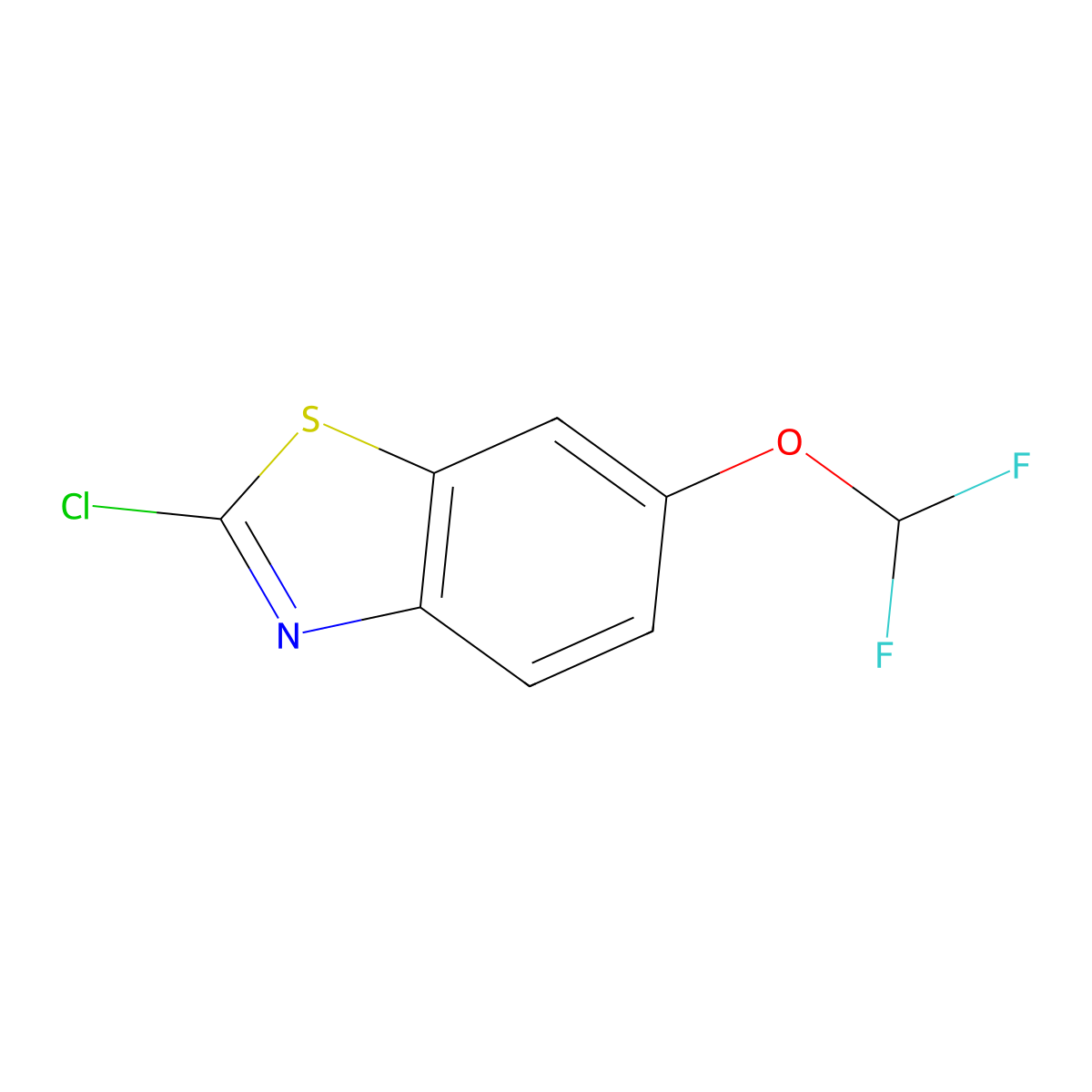 2-Chloro-6-(difluoromethoxy)benzo[d]thiazole molecular structure, CAS 1261786-73-5