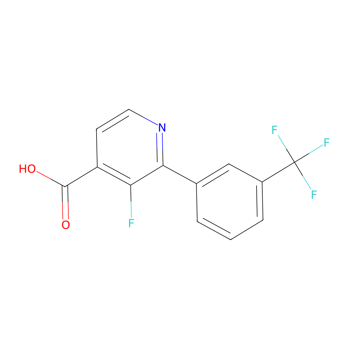 3-Fluoro-2-(3-(trifluoromethyl)phenyl)isonicotinic acid molecular structure, CAS 1261787-06-7