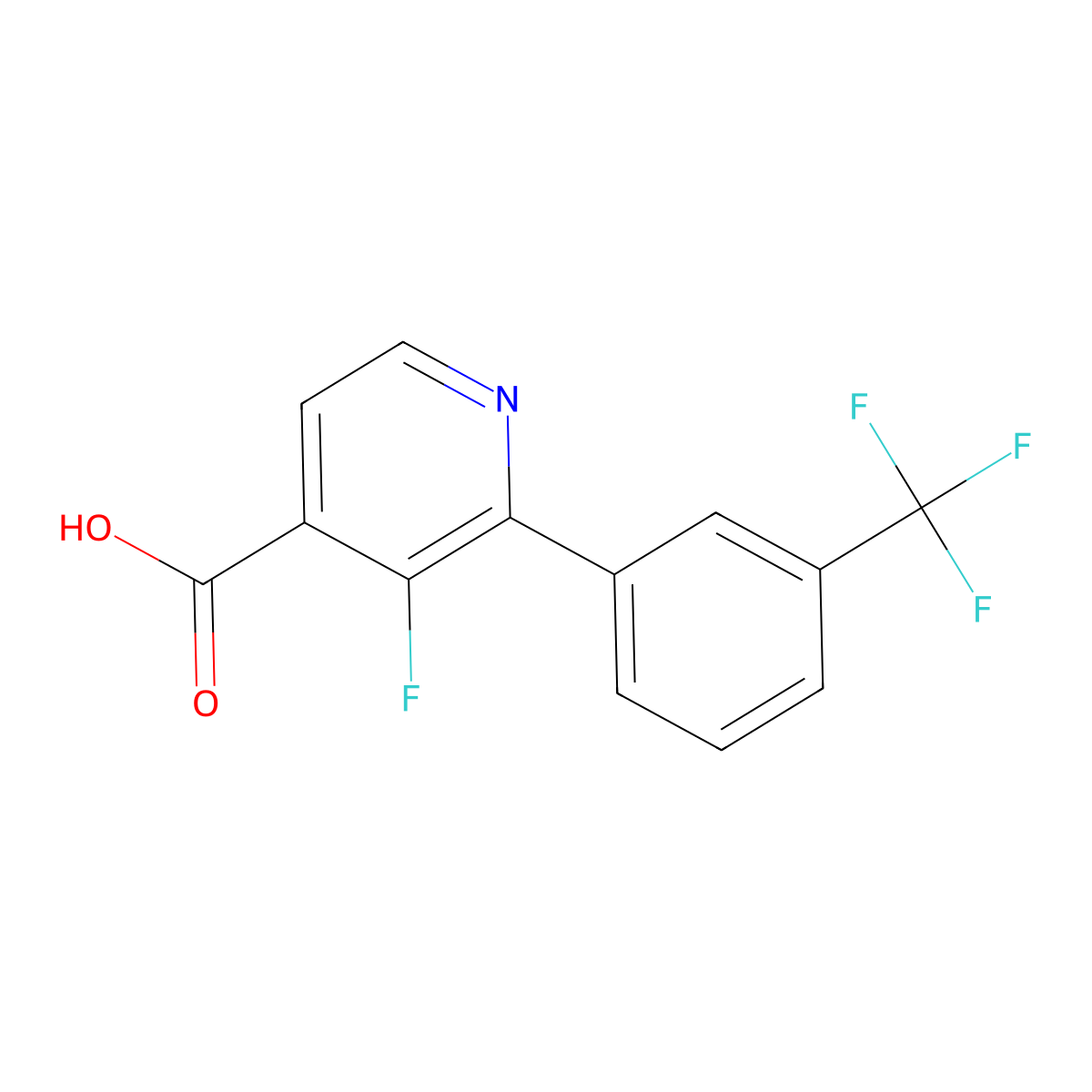 3-Fluoro-2-(3-(trifluoromethyl)phenyl)isonicotinic acid molecular structure, CAS 1261787-06-7