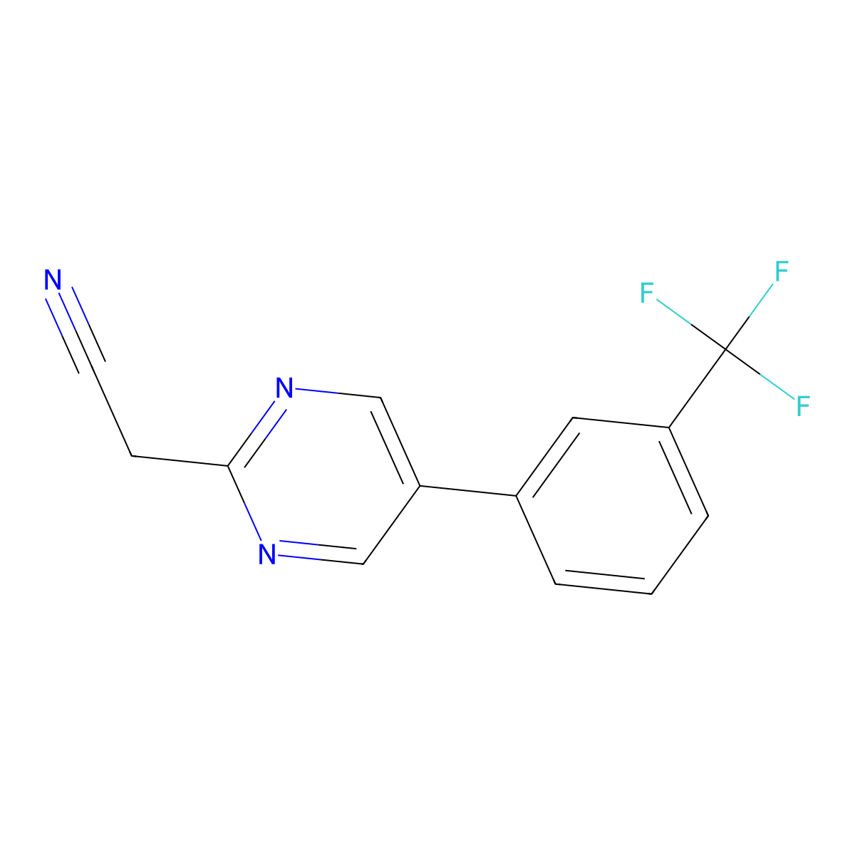 {5-[3-(Trifluoromethyl)phenyl]pyrimidin-2-yl}acetonitrile molecular structure, CAS 1261787-09-0