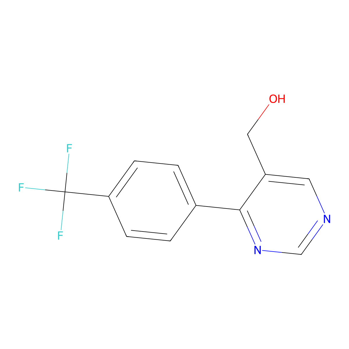 (4-(4-(Trifluoromethyl)phenyl)pyrimidin-5-yl)methanol molecular structure, CAS 1261787-18-1