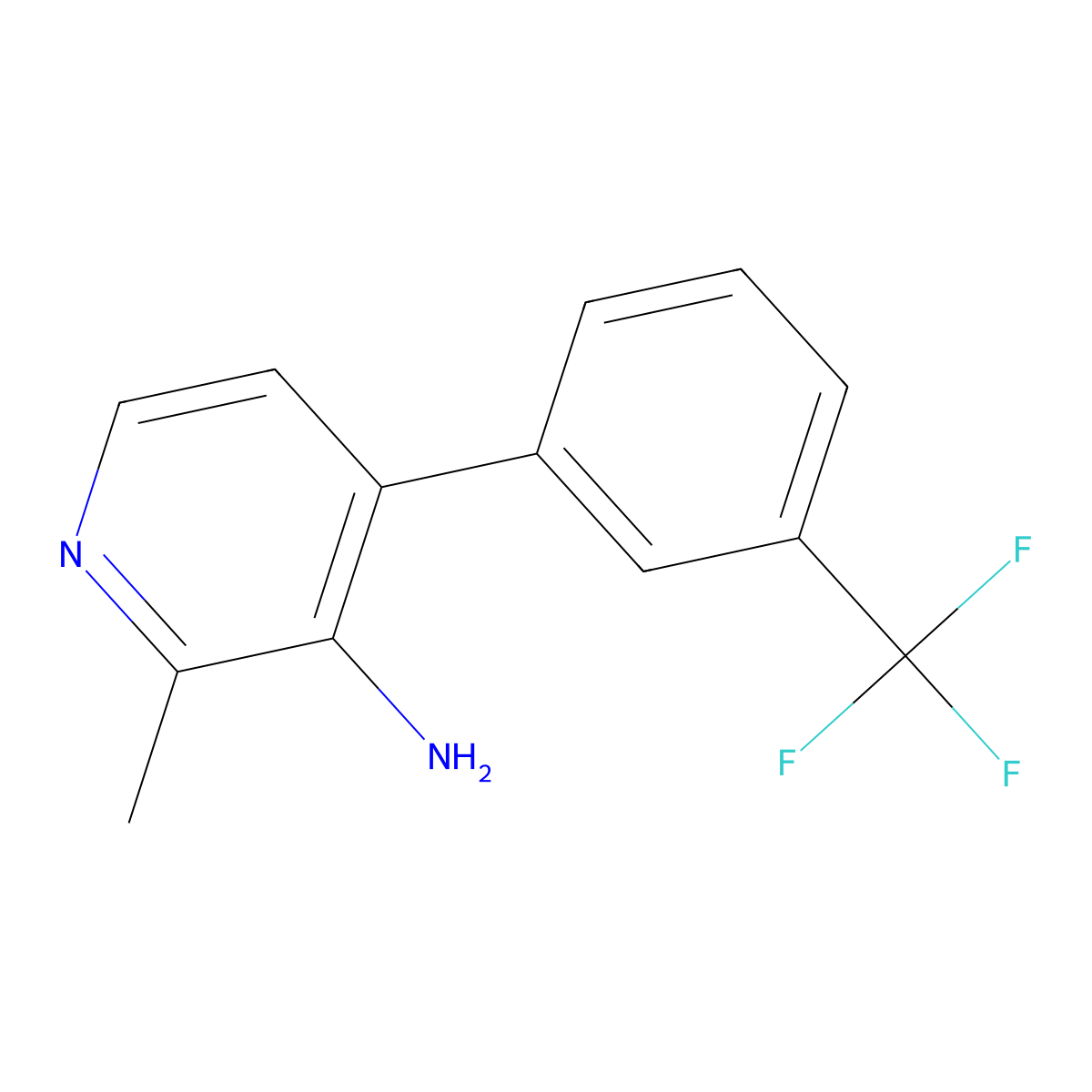 2-Methyl-4-[3-(trifluoromethyl)phenyl]pyridin-3-amine molecular structure, CAS 1261787-22-7