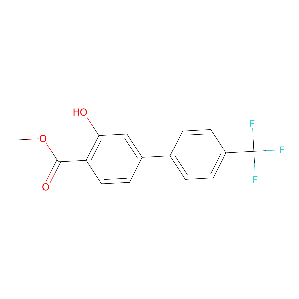 Methyl 3-hydroxy-4'-(trifluoromethyl)-[1,1'-biphenyl]-4-carboxylate molecular structure, CAS 1261788-78-6