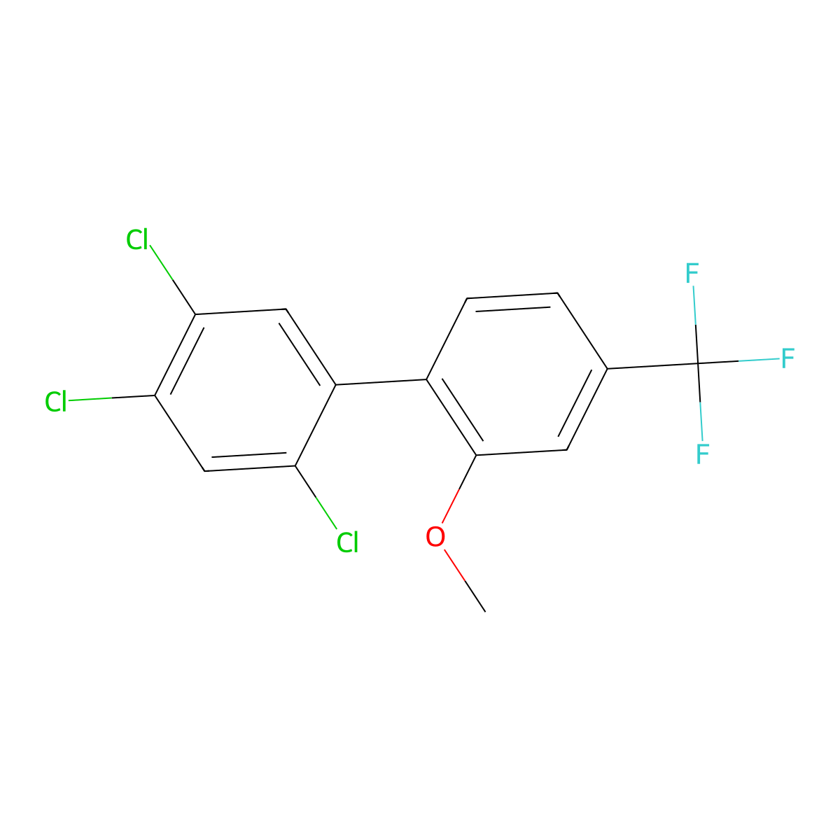 1,2,4-Trichloro-5-[2-methoxy-4-(trifluoromethyl)phenyl]benzene molecular structure, CAS 1261791-10-9