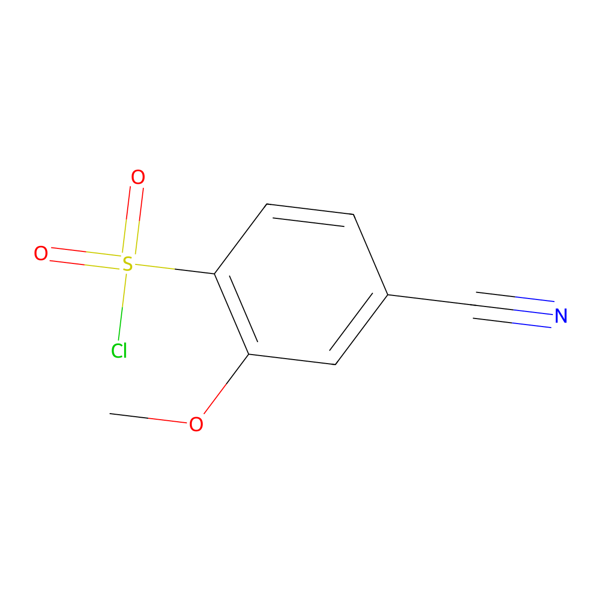 4-Cyano-2-methoxybenzene-1-sulfonyl chloride molecular structure, CAS 1261791-90-5