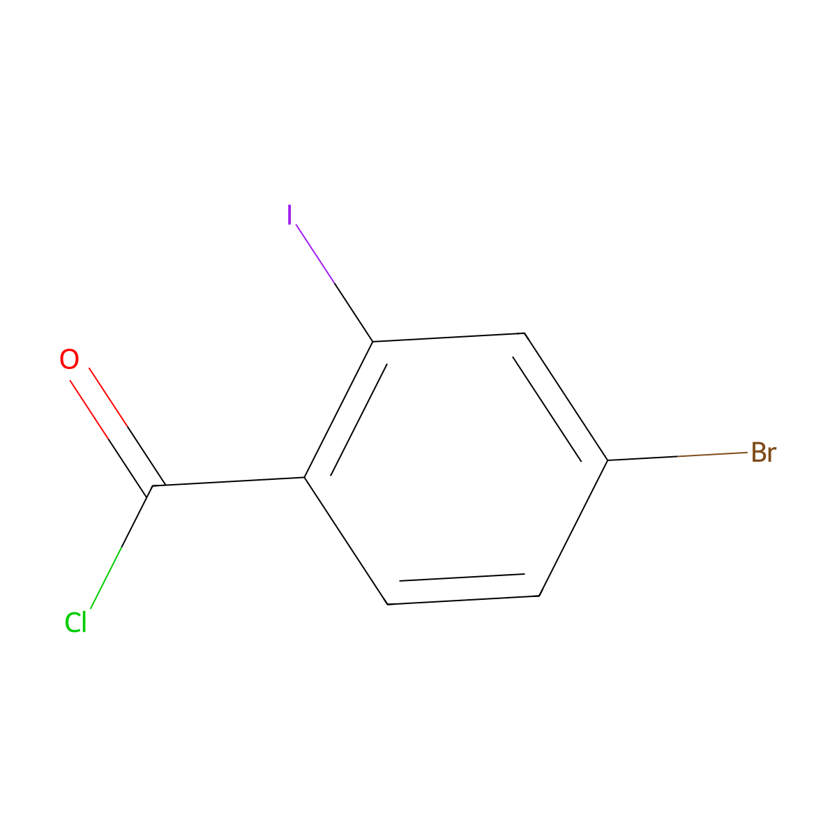 4-Bromo-2-iodobenzoyl chloride molecular structure, CAS 1261793-19-4