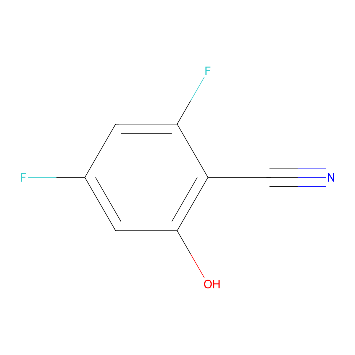 2,4-Difluoro-6-hydroxybenzonitrile molecular structure, CAS 1261793-35-4