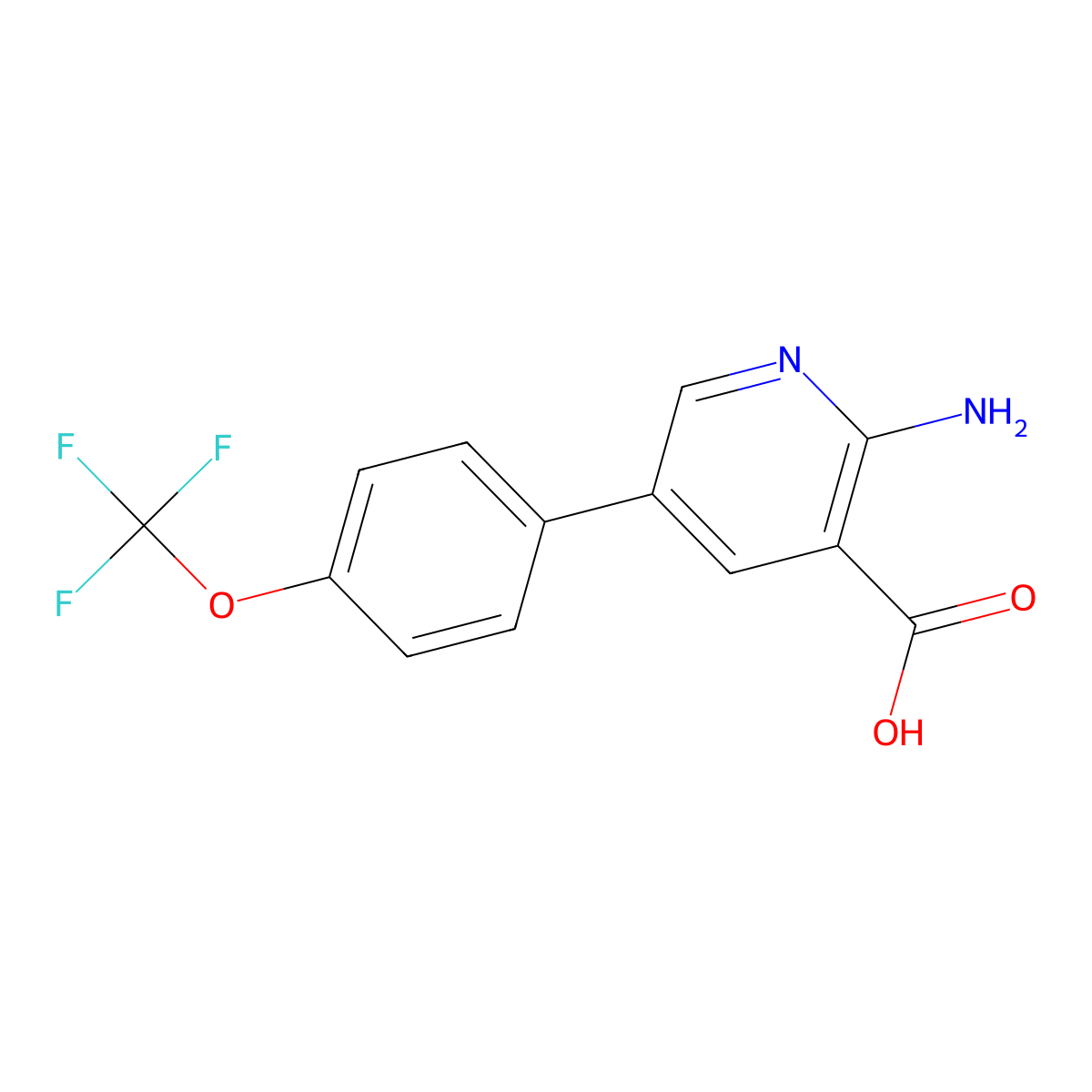 2-Amino-5-(4-(trifluoromethoxy)phenyl)nicotinic acid molecular structure, CAS 1261794-45-9