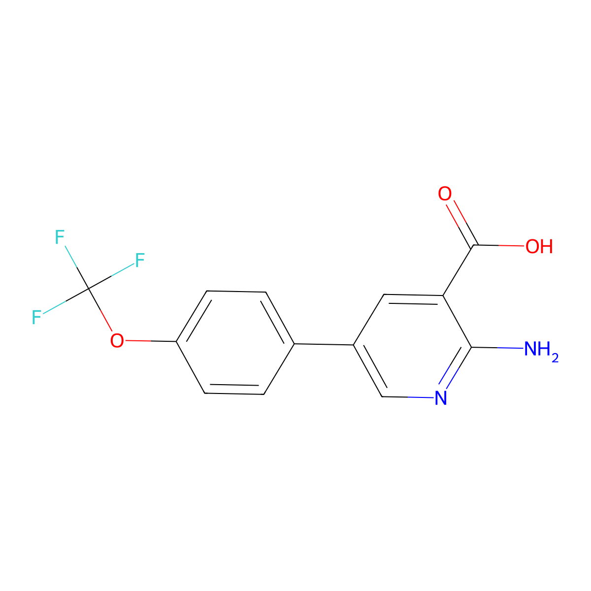 2-Amino-5-(4-(trifluoromethoxy)phenyl)nicotinic acid molecular structure, CAS 1261794-45-9