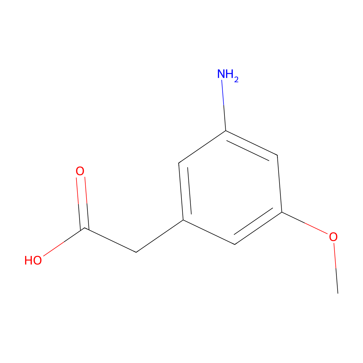 2-(3-Amino-5-methoxyphenyl)acetic acid molecular structure, CAS 1261794-85-7