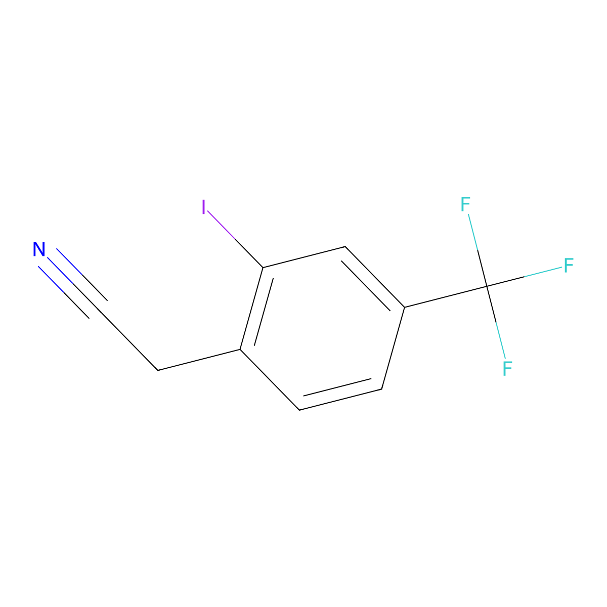 2-(2-Iodo-4-(trifluoromethyl)phenyl)acetonitrile molecular structure, CAS 1261795-55-4