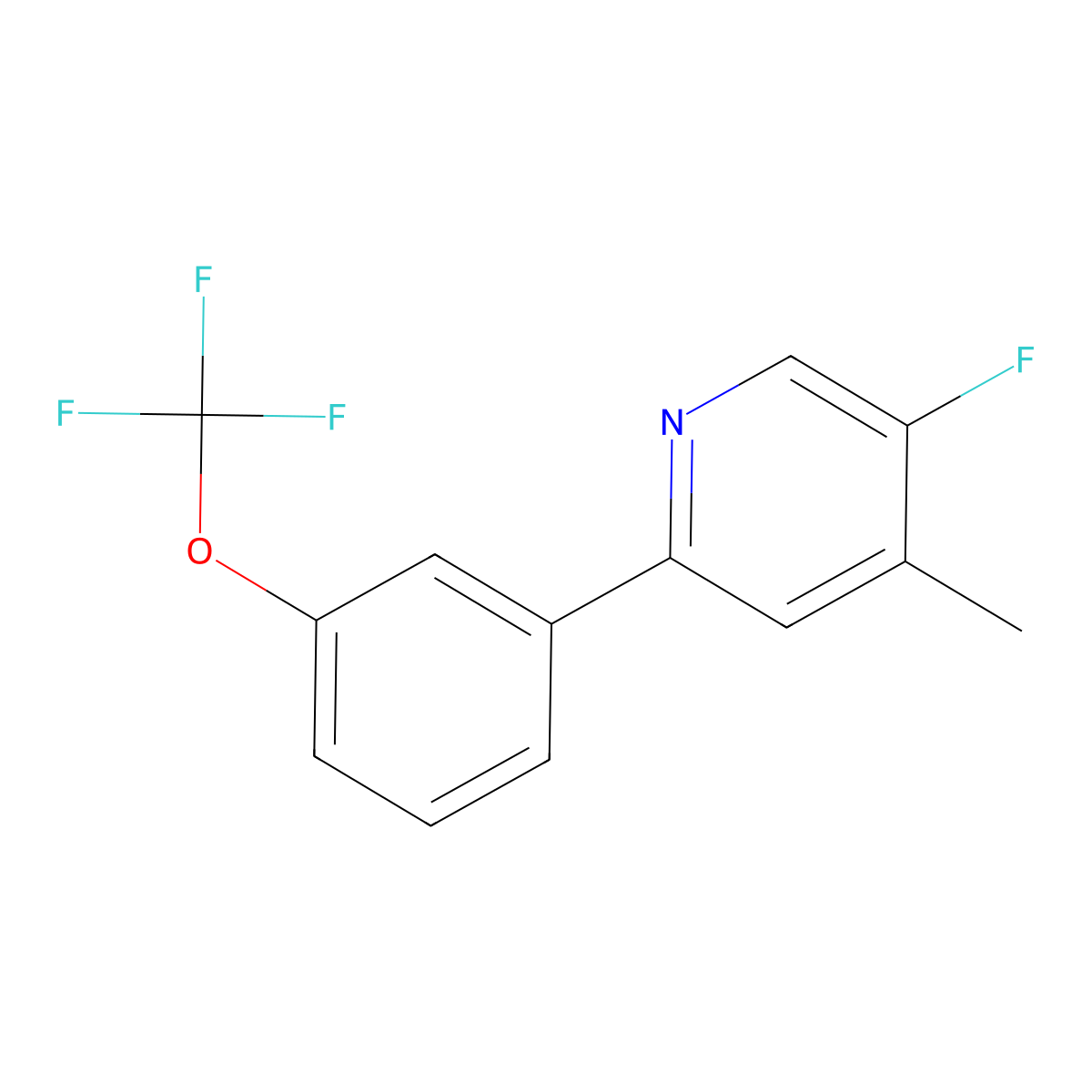 5-Fluoro-4-methyl-2-[3-(trifluoromethoxy)phenyl]pyridine molecular structure, CAS 1261797-68-5