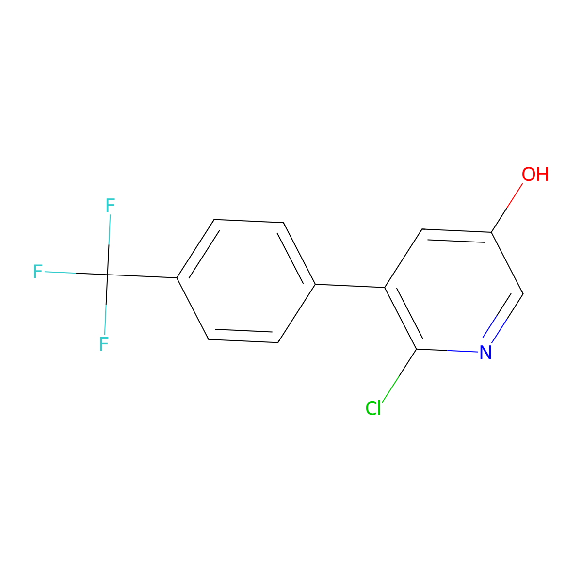 3-Pyridinol, 6-chloro-5-[4-(trifluoromethyl)phenyl]- molecular structure, CAS 1261801-03-9