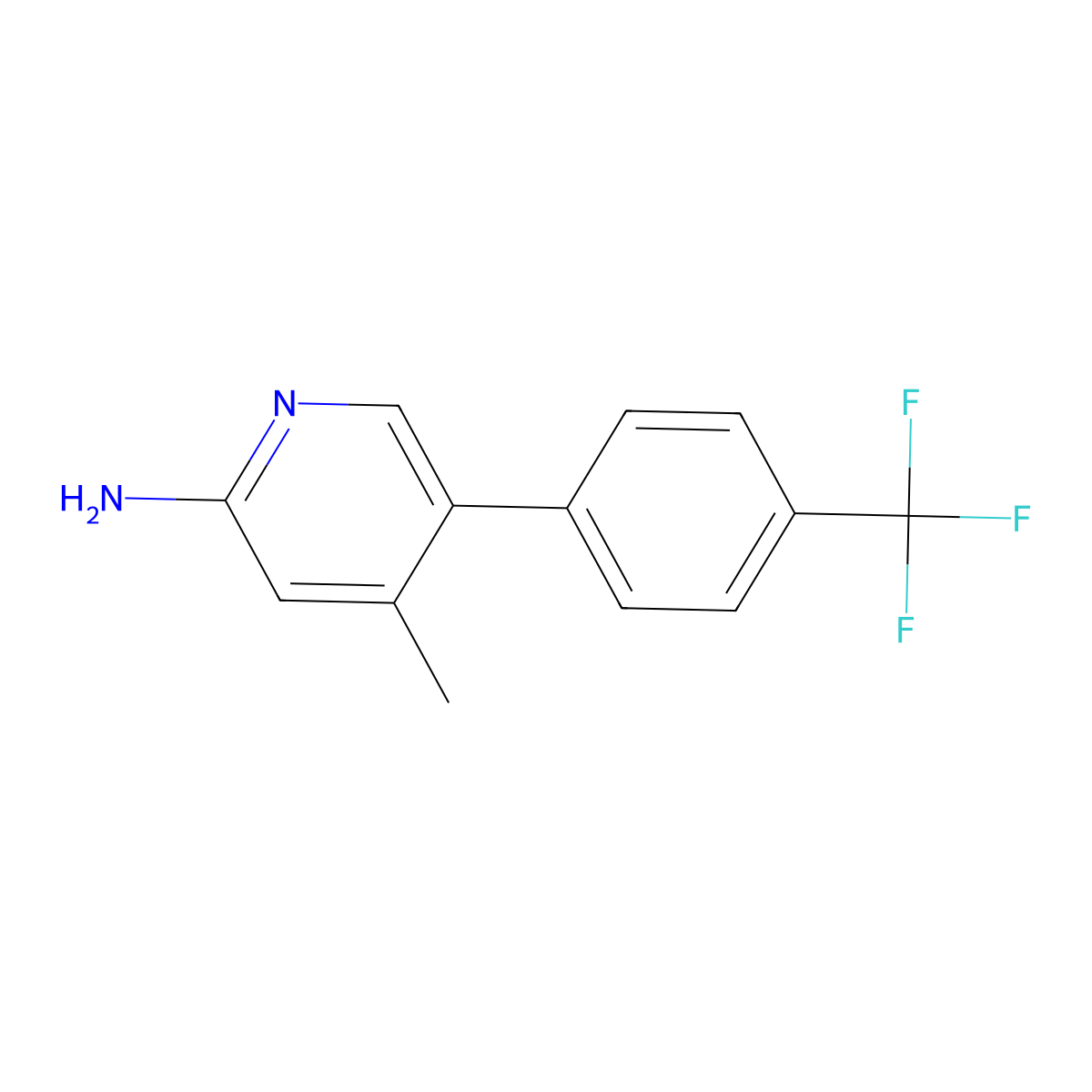 4-Methyl-5-(4-(trifluoromethyl)phenyl)pyridin-2-amine molecular structure, CAS 1261805-06-4