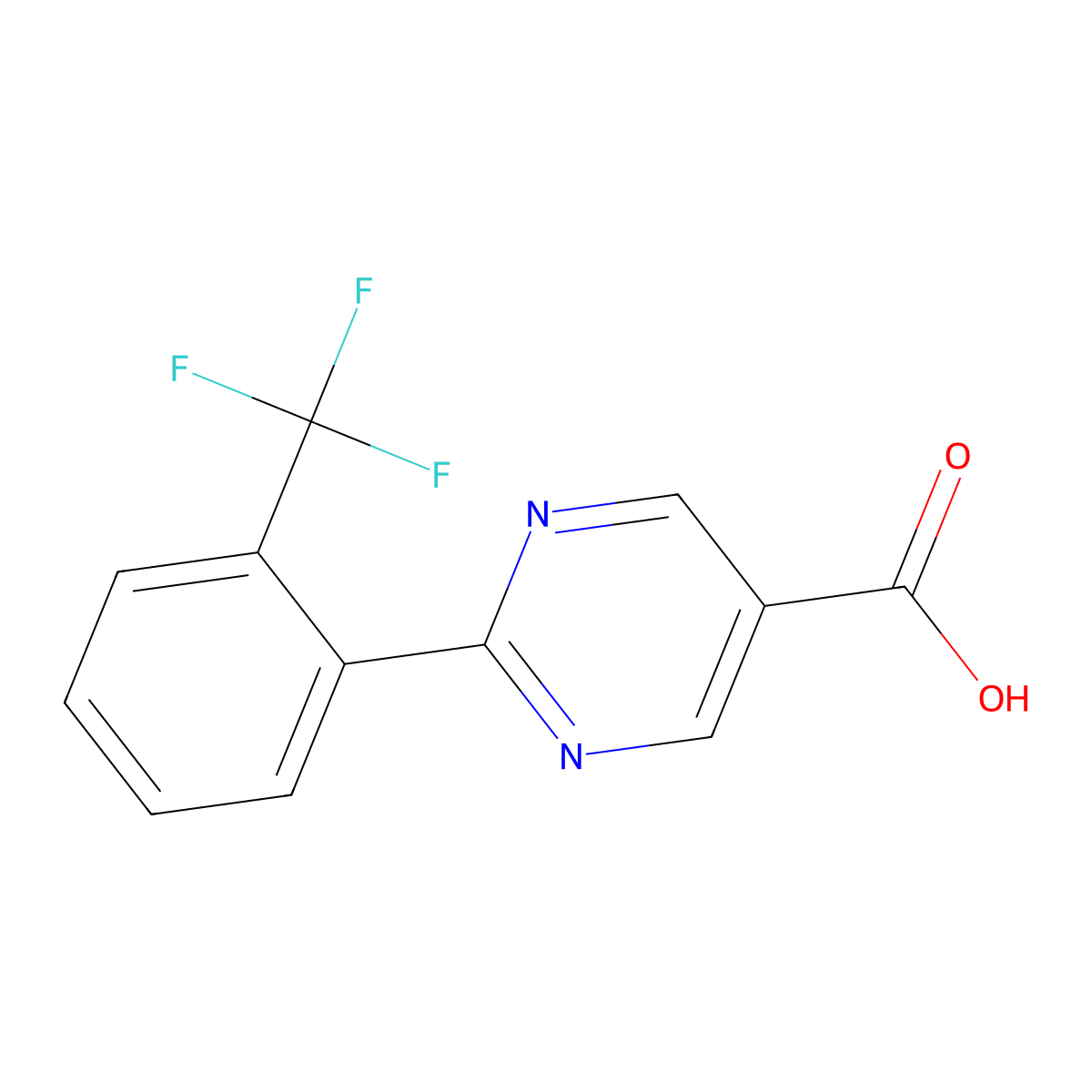 2-(2-(Trifluoromethyl)phenyl)pyrimidine-5-carboxylic acid molecular structure, CAS 1261805-09-7