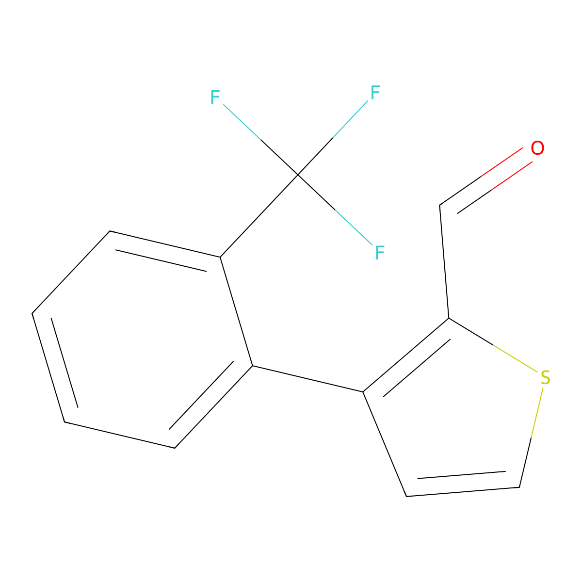 3-(2-(Trifluoromethyl)phenyl)thiophene-2-carbaldehyde molecular structure, CAS 1261805-24-6