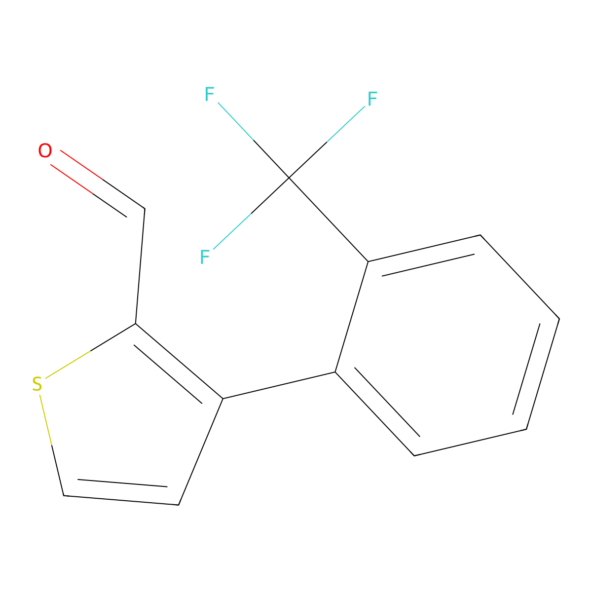 3-(2-(Trifluoromethyl)phenyl)thiophene-2-carbaldehyde molecular structure, CAS 1261805-24-6