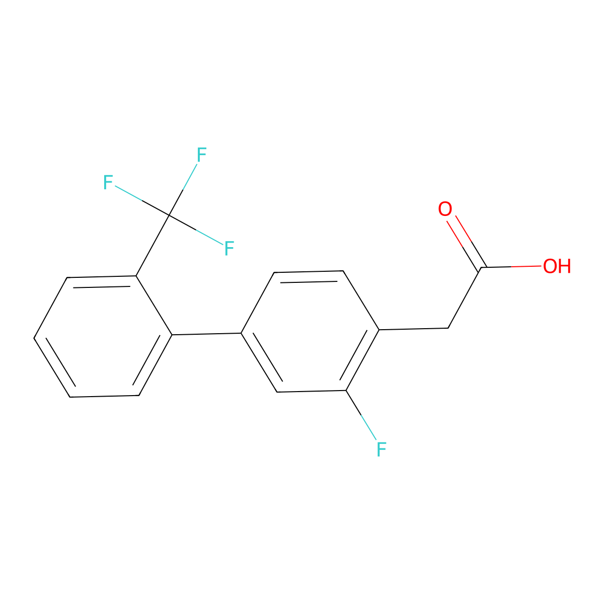 2-(3-Fluoro-2'-(trifluoromethyl)-[1,1'-biphenyl]-4-yl)acetic acid molecular structure, CAS 1261806-10-3