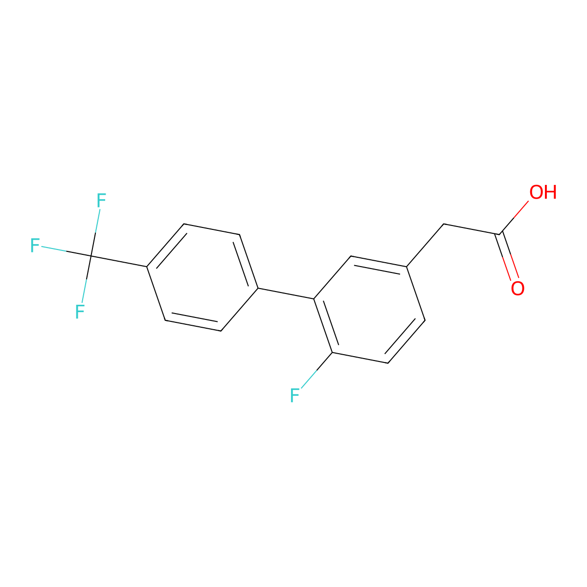 2-(6-Fluoro-4'-(trifluoromethyl)-[1,1'-biphenyl]-3-yl)acetic acid molecular structure, CAS 1261806-13-6