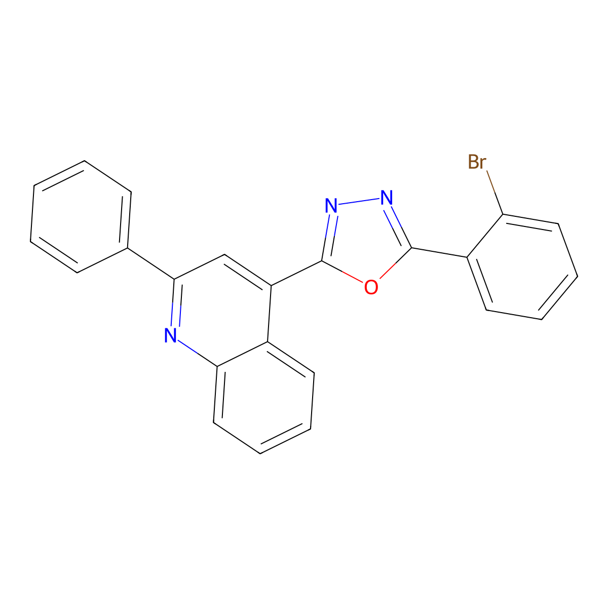 4-[5-(2-Bromophenyl)-1,3,4-oxadiazol-2-yl]-2-phenylquinoline molecular structure, CAS 126181-03-1