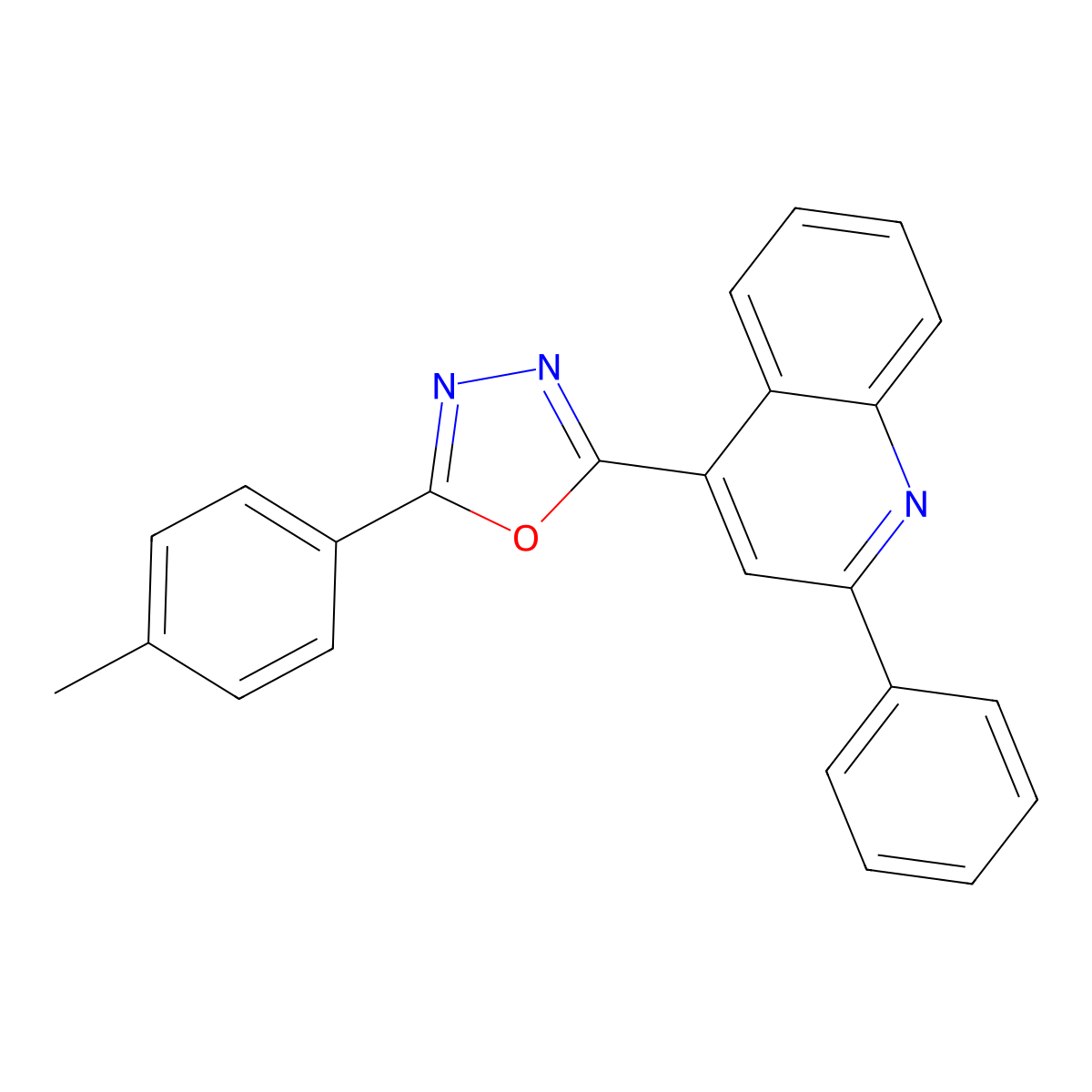 4-[5-(4-Methylphenyl)-1,3,4-oxadiazol-2-yl]-2-phenylquinoline molecular structure, CAS 126181-09-7