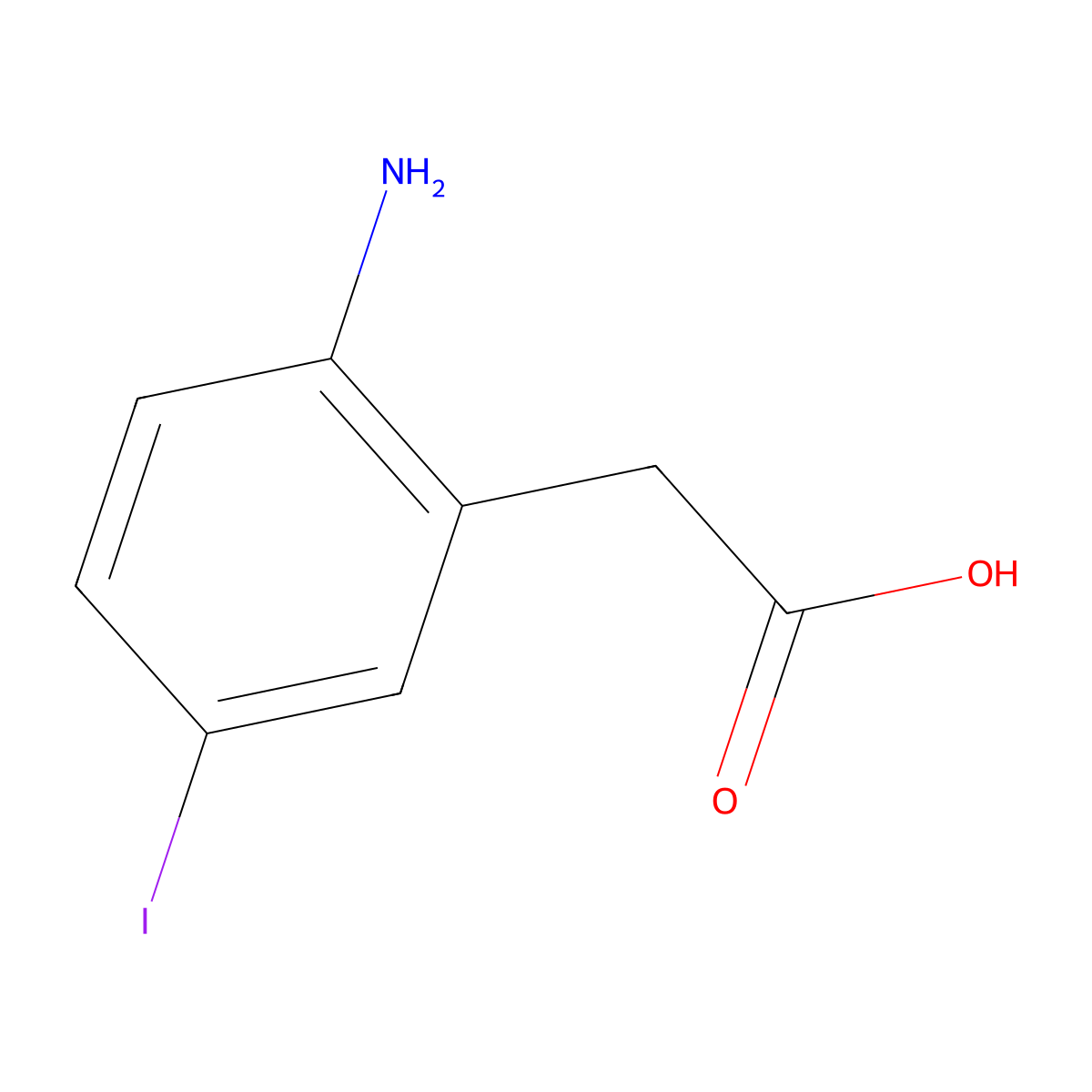 2-(2-Amino-5-iodophenyl)acetic acid molecular structure, CAS 1261810-98-3