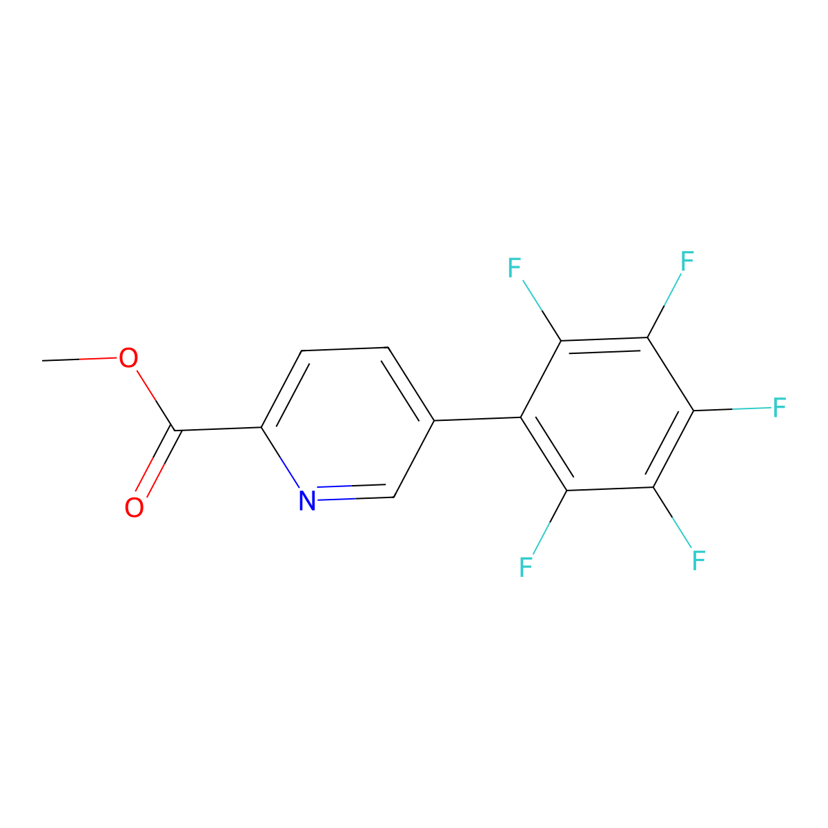 Methyl 5-(pentafluorophenyl)pyridine-2-carboxylate molecular structure, CAS 1261810-99-4