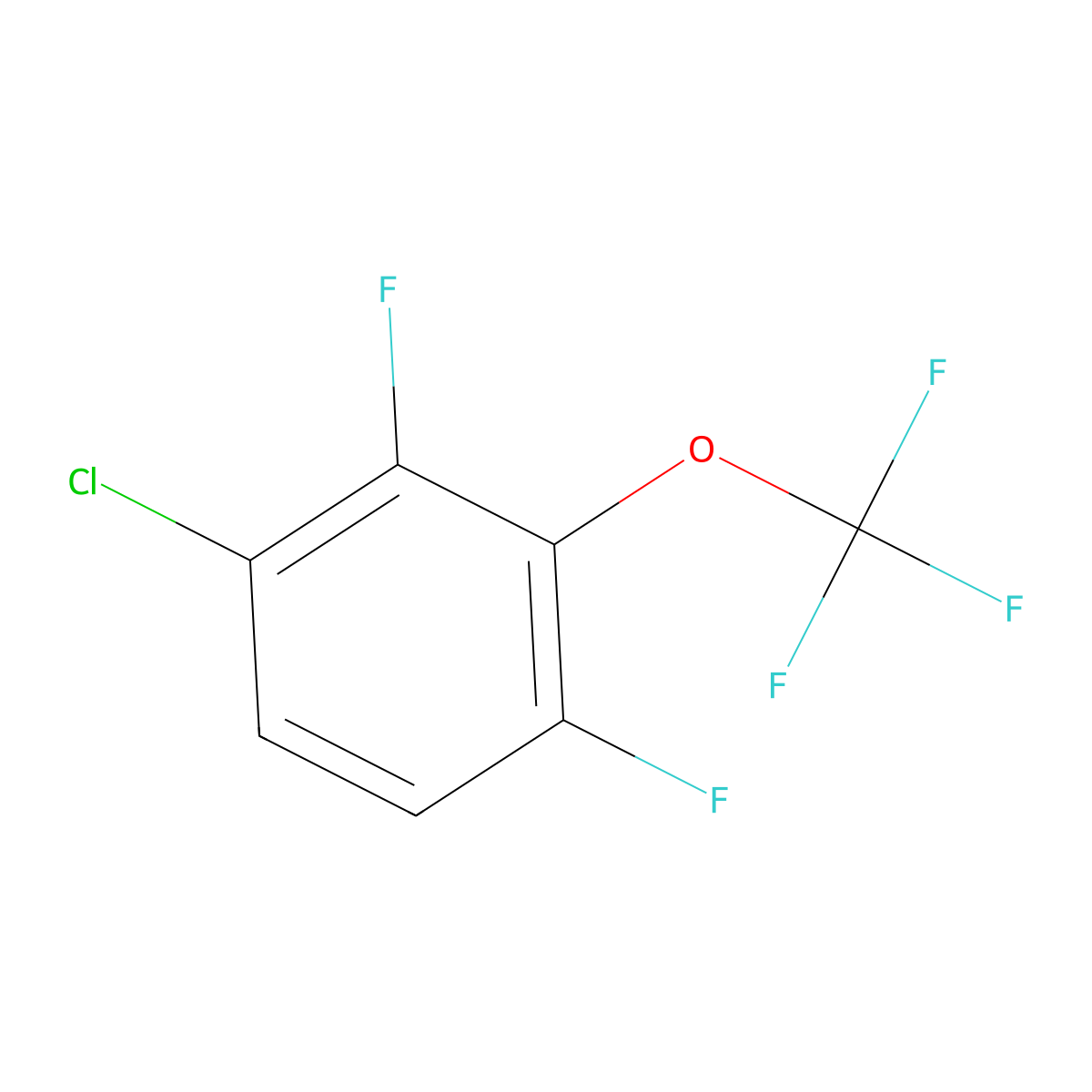 1-Chloro-2,4-difluoro-3-(trifluoromethoxy)benzene molecular structure, CAS 1261811-61-3