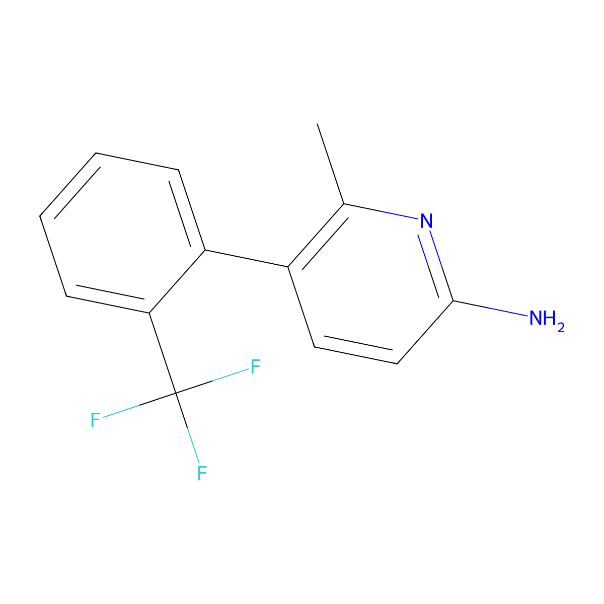 6-Methyl-5-(2-(trifluoromethyl)phenyl)pyridin-2-amine molecular structure, CAS 1261813-81-3