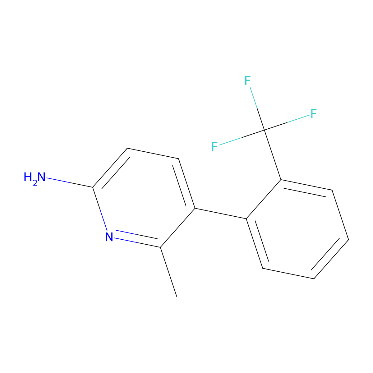 6-Methyl-5-(2-(trifluoromethyl)phenyl)pyridin-2-amine molecular structure, CAS 1261813-81-3
