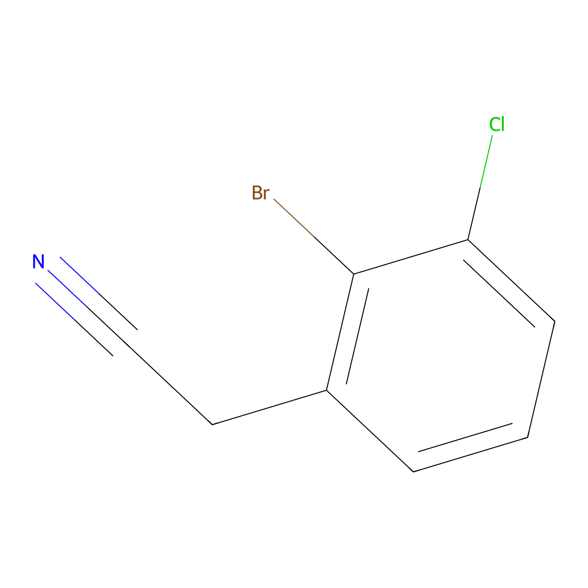 2-Bromo-3-chlorophenylacetonitrile molecular structure, CAS 1261815-64-8